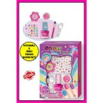 Toyfest Tokidas Glitter Nail Manicure - Ojeli Simli Stickerlı Parıltılı Tırnak Manikür Makyaj Güzellik Seti N01BA-PEMBE - Renkli