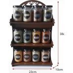 Toyigoo 12'li Meşe Rengi Mdf Standlı Dekoratif Baharatlık Seti - Baharatlık Takımı TYGRSYT9573 - Çok Renkli - 1 lt