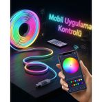 Toyigoo Akıllı Rgb LED Neon Şerit Işık 3m USB Bağlantılı Uzaktan Kumanda ve Mobil Uygulama Kontrolü - 1 m - Renkli