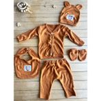 Toyis Baby %100 Pamuk Erkek Bebek 5’li Hastane Çıkışı Seti – Penye Kumaş, Yumuşak & Nefes Alabilir - Tarçın - 0 - 1 Ay
