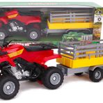 Toyland® Farm dörtlü bisiklet ve treyler oyun seti — 1:16 ölçekli — serbest tekerlek hareketi — erkek çiftlik oyuncakları (kırmızı kare)