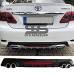 Toyota Corolla 2007-2012 Difüzör Arka Tampon Eki 4 Egzoz Çıkışlı Siyah Reflektörlü