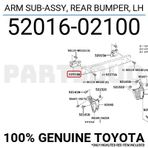 Toyota Corolla 2013-2018 Arka Tampon Demiri Bağlantı Ayağı Sol (Metal) (Oem No: 52016-02100)