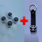 Toyota Corolla İle Uyumlu Logolu Alüminyum Sibop Kapağı Ve Silikon Anahtarlık