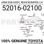 Toyota Corolla- Nde180- 13/18; Arka Tampon Demiri Bağlantı Ayağı Sol (Metal) (Oem No: 52016-02100)