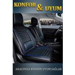 Toyota Corolla Yeni Lüx Deri Oto Koltuk Kılıfı Ön Arka Takım Set Safir Serisi SİYAH MAVİ