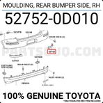 Toyota Yaris Arka Tampon Bandı Sağ 2003-2005 (Oem No: 527520D010)