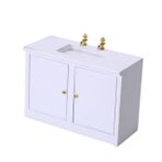 Toyvian 1 Bilgisayar Lavabo Masası Bebek Evi Mobilyaları Mini Bebek Küçük Ev Süsü Küçük Ev Kaynağı Kendin Yap Aksesuarı Mini Banyo Lavabosu Oyuncak Bebek Evi Süs Eşyaları Beyaz Ahşap
