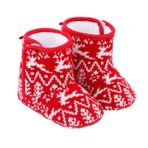 Toyvian 1 Çift Noel Sıcak Çizmeler Yenidoğan Beşik Ayakkabı Kış Sıcak Yumuşak Ayakkabı Bebek Noel Terlik Kış Çorap Polar Patik Çocuk Ayakkabıları Yürümeye Başlayan Çocuk Yeni Doğan Pamuk