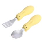 Toyvian 1 Takım Eğitim Yemek Kaşığı Bebek Eşyaları Bebek Eğitim Sofra Kendi Kendini Besleyen Çatal Bıçak Takımı Kısa Saplı Çatal Karikatür Paslanmaz Çelik Ayarlamak Yürümeye Başlayan Çocuk