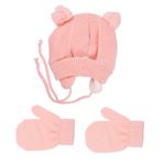 Toyvian 1 Takım Örme Şapka Yenidoğan Kış Bere Şapkaları Yumuşak Sıcak Şapka Bebekler Şapka Bebek Yürümeye Başlayan Şapka Eldivenler Kabarık Astarlı Eldivenler Pom Pom Kız Çocuk Akrilik