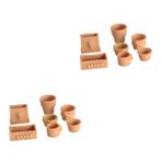 Toyvian 14 Adet Zanaat Için Mini Saksılar Bahçe Oyuncak Oyna Peri Evi Saksı Sulu Meyveler Küçük Oyuncak Ev Mobilyaları Etli Tencere Pişmiş Toprak Kaplar Kil Ekici Çocuk Oyuncak Bebek Evi