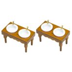 Toyvian 2 1:12 Dollhouse Dollhouse minyatür mobilya banyo sahnesi mini mobilya çift lavabo lavabo lavabo lavabolar dekoratif objeler ev dekorasyonu minyatür ahşap banyo dolabı Odun
