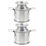 Toyvian 2 Adet Bebek Evi Teneke Kova Minik Saksısı Minik Süt Sürahileri Küçük Şeker Kabı Vintage Çiçek Kovası Balkon Saksısı Galvanizli Süt Sürahisi Oyuncak Vazo Kaktüs Sulu Meyveler Metal