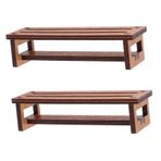 Toyvian 2 Adet mini sandalye dekorasyonu küçük heykeller sarı masa örtüsü Mini koltuk süs Ahşap dekoratif objeler oyuncak ev el sanatları için minyatür tabure minik sandalye Odun Brown