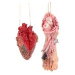 Toyvian 2 Adet Simüle Insan Organı Kolye Cadılar Bayramı Korkutucu Sahne Sahte Kanlı Kırık Parçalar Sahte Kopmuş Cadılar Bayramı Kopmuş Vücut Parçaları Oyuncak Emülsiyon Insan Vücudu