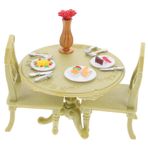Toyvian 2 Parça Set Minyatür Yemek Masası Sandalye Seti Bebek Evi için Abs Plastik Yeşil Masa Çift Sandalye Bebek Evi Minyatür Mobilya