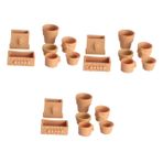 Toyvian 21 Adet Mini Pişmiş Toprak Kaplar Peri Bahçe Tencere Peri Evi Saksı Sevimli Mini Saksı Etli Tencere Minyatür Bahçe Saksısı Küçük Oyuncak Ev Mobilyaları Kil Çocuk Sulu Ekici