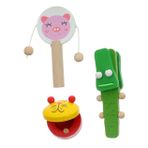 Toyvian 3 Parça Ahşap Müzik Oyuncak Ahşap Kastanyet Yuvarlak Dans Tahtası Hayvan Kastanyetleri El Kastanyetleri Beyin Oyuncak Kastanyet Tokmağı Vurmalı Çalgı Çıngırak Bebek Bulmaca Hediye