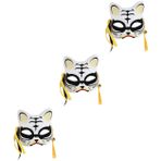 Toyvian 3 Parça Kaplan Maskesi Kedi Kostüm Topu Maskeleri Çocuklar Maskeli Balo Çocuk Kostüm Maskeleri Süslemek Için Boş Maskeler Tilki Oni Kostüm Oyunu Altın Aslan Plastik Beyaz Özlemek