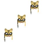 Toyvian 3 Parça Kaplan Maskesi Maskeli Balo Maskeleri Hayvan Maskesi Çift ​​için Maskeli Balo Yarım Yüz Altın Aslan Hayvan Cosplay Maskeleri Tilki Kadın Plastik Cadılar Bayramı Süslemek