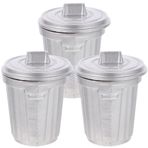 Toyvian 3 Parça mini çöp tenekesi mutfak oyuncağı oynuyormuş gibi masa üstü aksesuarları dekoratif objeler süs eşyası oyuncak mini için çöp tenekesi minyatür bebek evi aksesuarları