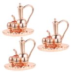 Toyvian 3 Takım Mini Disk Çay Seti Mini Ev Çaydanlık Minyatür Çay Bardağı Minyatür Çay Tabağı Minyatür Kahve Fincanı Mini Ev Sofra Takımı Oyuncak D231 Işçiliği Malzemeleri Altın Gül Alaşım