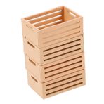 Toyvian 4 adet mini saklama sepeti, oyuncak bebek evi, meyve sepeti, oyuncak bebek evi kutusu, mini kasa, küçük ahşap kutu, bej, ahşap