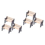 Toyvian 6 mini park bankı peri bahçe bankı oyuncak ev bankları küçük bahçe sandalyesi noel bebek evi bankları bebek evi minyatürleri sokak sandalyesi modeli küçük sandalye ahşap Black