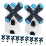 Toyvian 60 Adet Mikro Peyzaj Süsleme Mini Heykel Köy Minyatür Mini Peri Kulübesi Fırıldak Heykel Yel Değirmeni Modeli Mikro Peyzaj Evi Yapay Yosun Reçine Silindir Şapka 3 Boyutlu