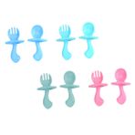 Toyvian Ergonomik Kaşık Çatal Seti 4 Parça Alet Seti Tutması Rahat Sağlam Güvenliksiz Tahta Lake Green Macaron Green