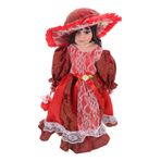 Toyvian Mahkeme Seramik Bebek Detaylı el işçiliği Bu anahtar kelimeler Sofistike ev dekoru Ev süsleme objesi Nostaljik ev süsü masaüstü bebek bebek şekli süsleme dantel kırmızı