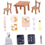 Toyvian Minyatür Yemek Masası Modeli Mini Ev Ahşap Sandalyeler Mini Ev Aksesuarı Bebek Evi Dekoru Için