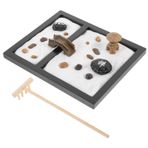 Toyvian Simüle Taş Süsler Meditasyon Bahçesi Minyatür Manzara Zen Bahçesi Minyatür Manzara Masaüstü Için Kum Masası Kumlu Minyatür Manzara Siyah