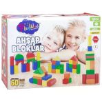 Toyz Dükkanım Kutuda Ahşap 60 Parça Renkli Bloklar Kız Erkek Çocuk Oyuncak Eğitici Oyuncaklar