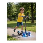 Toyzitoys Çocuk Scooter Magic Wheels Işıklı 3 Tekerlekli Twist Çocuk Scooter Mavi Figürlü