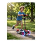 Toyzitoys Magic twist Çocuk Scooter M Wheels Işıklı 3 Tekerlekli Çocuk Scooter Kırmızı Figürlü