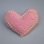 Toz Pembe Peluş Kalp Şeklinde Saç Tokası, Metal Klipsli, Romantik Aksesuar