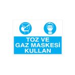 Toz Ve Gaz Maskesi Kullan Uyarı Tabelası - 35x50 Alüminyum Kompozit Panel - Dİ5
