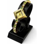 Toz Vintage Cavaro Gold Kasa Yeşil Taşlı Bilezik Kordon Zarif Kadın Vintage Retro Saat