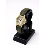 Toz Vintage Cazion Süet Deri Kayış Gold Kasa Taş Detaylı Kadın Vintage Retro Saat - Ekru