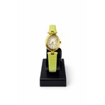 Toz Vintage Celvion Yeşil Deri Kayış Gold Oval Kasa Zarif Kadın Vintage Retro Saat