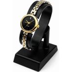 Toz Vintage Cunaro Gold-Siyah Kasa Metal Bileklik Kordon Zarif Kadın Vintage Retro Saat