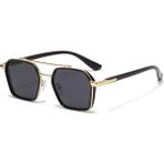 Toz Vintage Favon Gold Retro Köşeli Metal Ince Sap Unisex UV400 Vintage Retro Güneş Gözlüğü - Lacivert