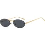 Toz Vintage Fuvion Gold Retro Oval Metal Ince Sap Unisex UV400 Vintage Retro Güneş Gözlüğü - Lacivert