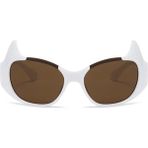 Toz Vintage Horned Beyaz Oversize Vintage Retro Unisex Güneş Gözlüğü