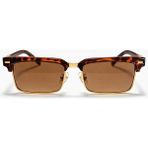 Toz Vintage Jarin Leopar Desenli Yarım Retro Metal Detaylı Unisex UV400 Vintage Retro Güneş Gözlüğü - Çok Renkli