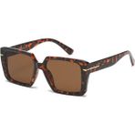 Toz Vintage Juloro Leopar Desenli Köşeli Kalın Kemik Unisex UV400 Vintage Retro Güneş Gözlüğü - Çok Renkli