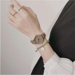 Toz Vintage Kadın Süet Kol Saati Metal Kasa Beyaz Açık Kahverengi 23 mm Suya Dayanıklı - Beyaz - Açık Kahverengi
