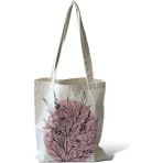 Toz Vintage Kanvas Çiçek Desenli Çift Taraf Desenli Bez Omuz Çanta - 35 x 35 - Krem
